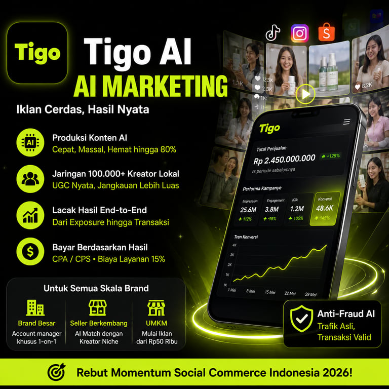 Iklan E-Commerce Indonesia Boros tapi Tidak  Konversi? Tigo AI Menggerakkan Jutaan Kreator Biasa  agar Setiap Rupiah Anggaran Terlihat Hasilnya