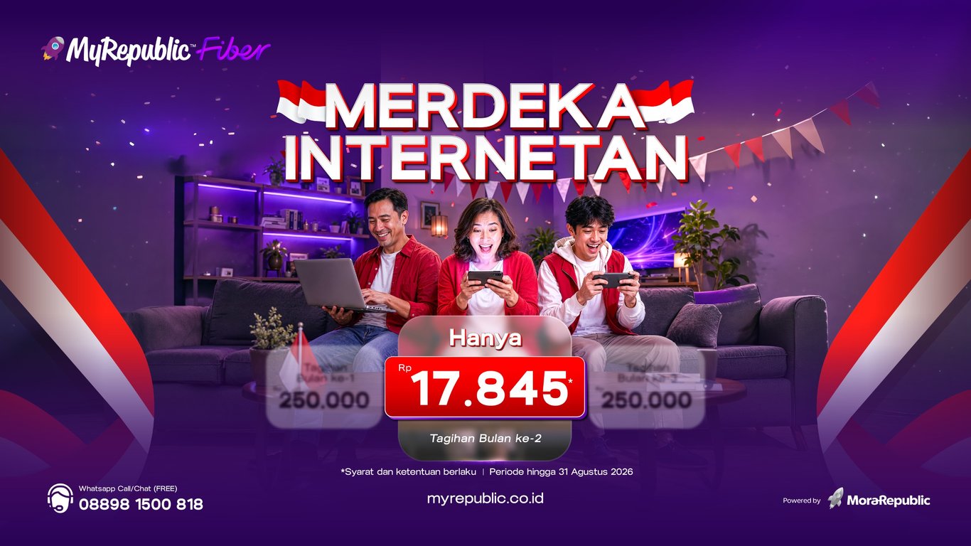 Merdeka Internetan! MyRepublic Fiber Tebar Promo Spesial Rp17.845 untuk Koneksi Tanpa Batas